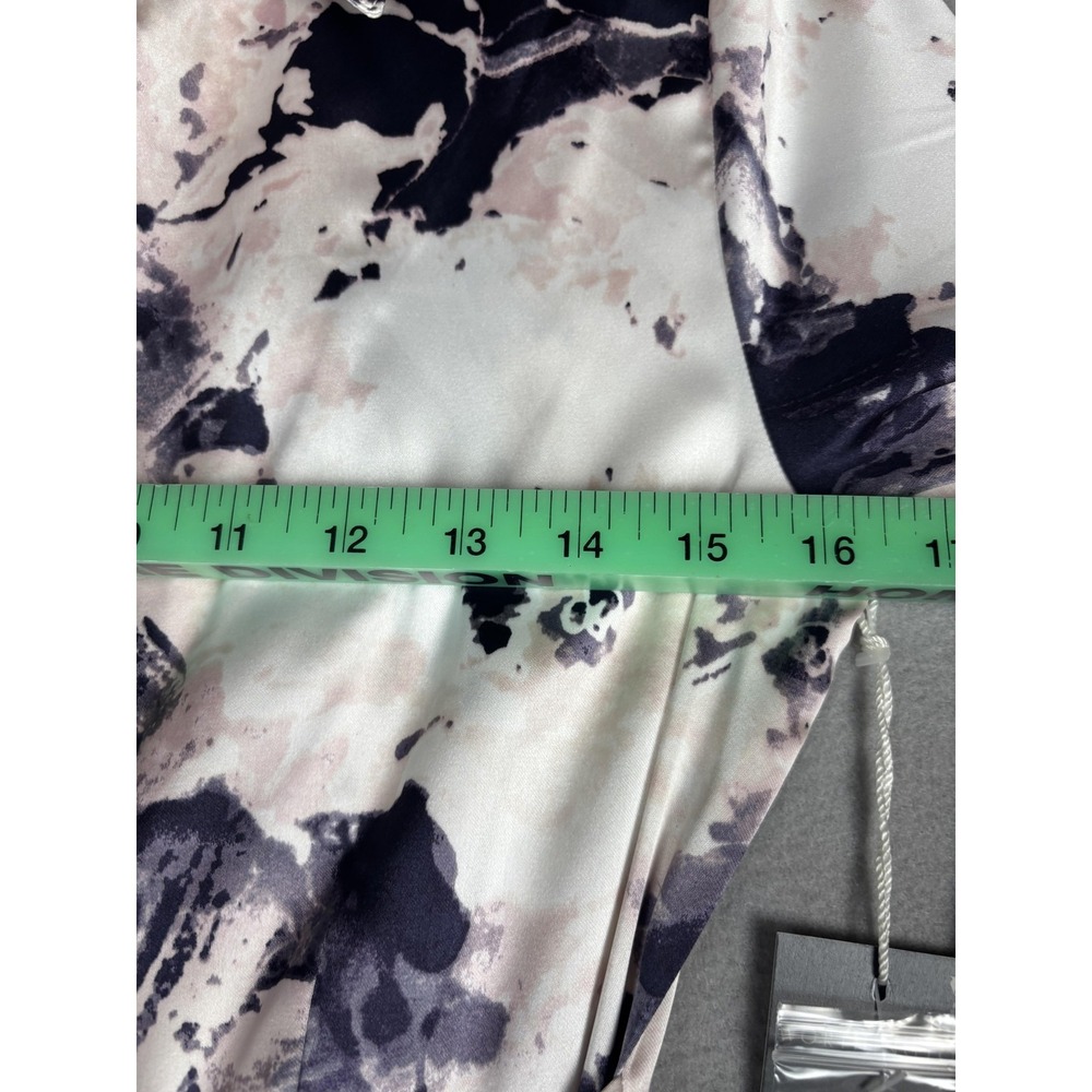 Worthington Shirt Dress Womens XS Multicolor Floral Satin Wrap Midi Tie Waist - Picture 11 of 16